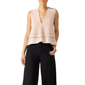 Gorgeous Designer Top! beige pink sleeveless vneck